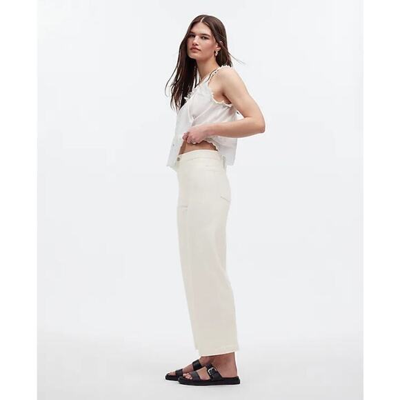 Madewell Tall Emmett Jeans Wide Leg Crop Welt Pocket Edition Tile White NWT 29 - Picture 2 of 10